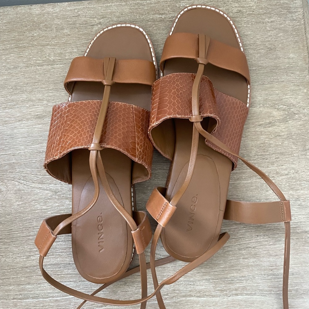 NWOT Vince brown leather lace up sandal